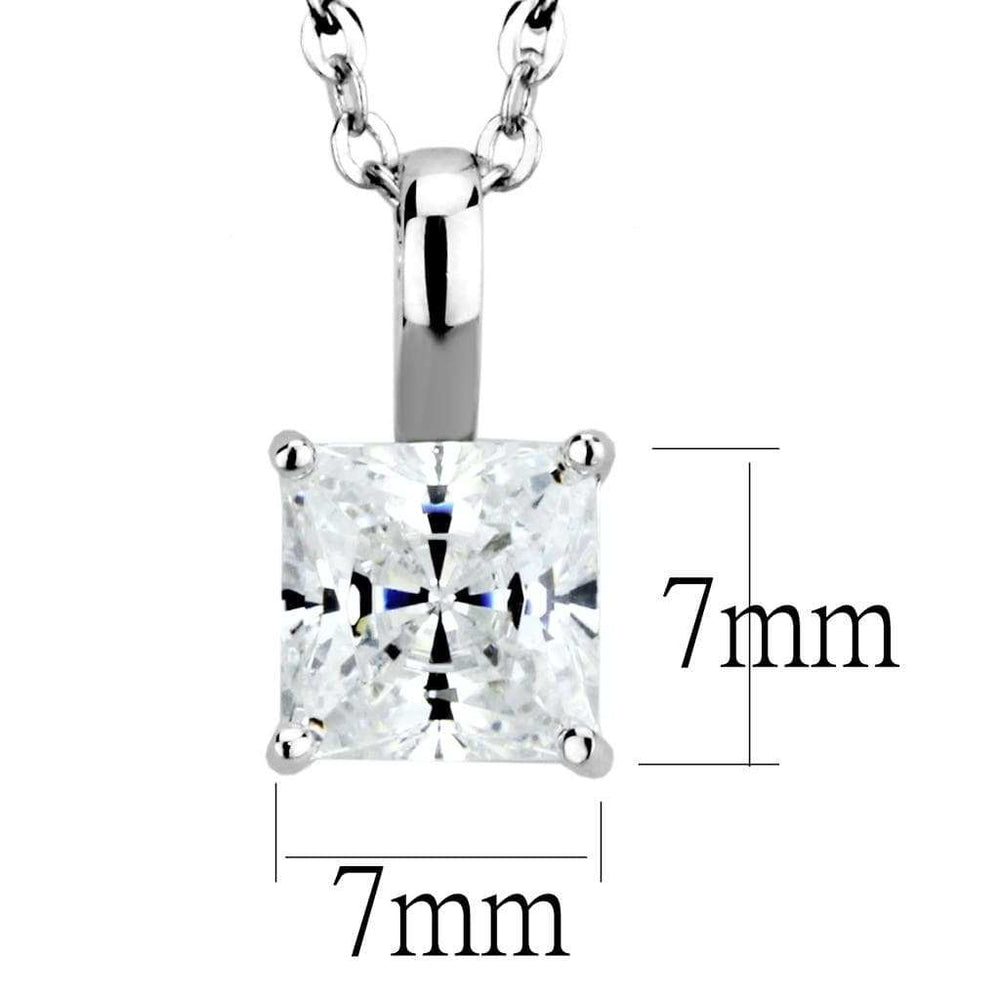 LO4174 - Rhodium Brass Chain Pendant with AAA Grade CZ in Clear - Alamode - Flyclothing LLC
