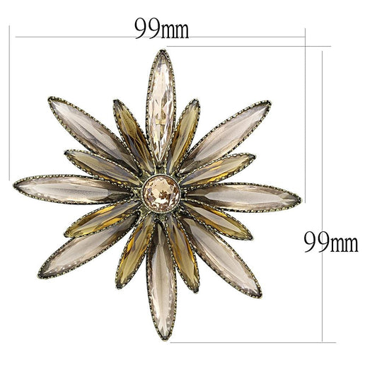 LO4176 - Antique Copper Brass Brooches with Synthetic Synthetic Glass in Champagne