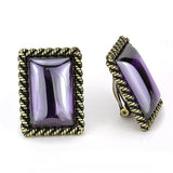 LO4178 - Antique Copper Brass Earrings with AAA Grade CZ  in Amethyst - Alamode