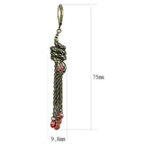 LO4181 - Antique Copper Brass Earrings with AAA Grade CZ in Garnet - Alamode - Flyclothing LLC
