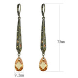 LO4189 - Antique Copper Brass Earrings with Top Grade Crystal in Champagne - Alamode - Flyclothing LLC