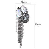 LO4191 - TIN Cobalt Black Brass Earrings with AAA Grade CZ  in Clear - Alamode