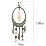 LO4192 - Antique Copper Brass Earrings with Synthetic Synthetic Glass in Champagne - Alamode - Flyclothing LLC