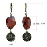 LO4193 - Antique Copper Brass Earrings with Synthetic Synthetic Glass in Garnet - Alamode - Flyclothing LLC