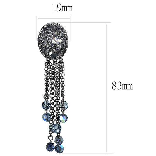 LO4199 - TIN Cobalt Black Brass Earrings with AAA Grade CZ in Clear - Alamode - Flyclothing LLC