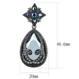 LO4201 - TIN Cobalt Black Brass Earrings with AAA Grade CZ in Clear - Alamode - Flyclothing LLC