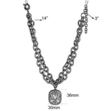LO4207 - TIN Cobalt Black Brass Necklace with AAA Grade CZ  in Clear - Alamode
