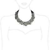 LO4208 - TIN Cobalt Black Brass Necklace with Synthetic Synthetic Glass in Black Diamond - Alamode - Flyclothing LLC