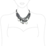 LO4211 - TIN Cobalt Black Brass Necklace with AAA Grade CZ  in Clear - Alamode