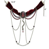 LO4212 - Antique Copper Brass Necklace with Synthetic Synthetic Stone in Smoked Quartz - Alamode