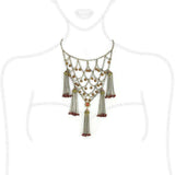 LO4213 - Antique Copper Brass Necklace with Synthetic Onyx in Red Series - Alamode - Flyclothing LLC