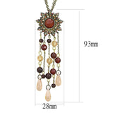 LO4215 - Antique Copper Brass Chain Pendant with Synthetic Onyx in Garnet - Alamode - Flyclothing LLC