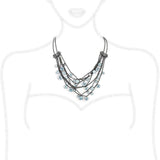 LO4217 - TIN Cobalt Black Brass Necklace with AAA Grade CZ in Clear - Alamode - Flyclothing LLC