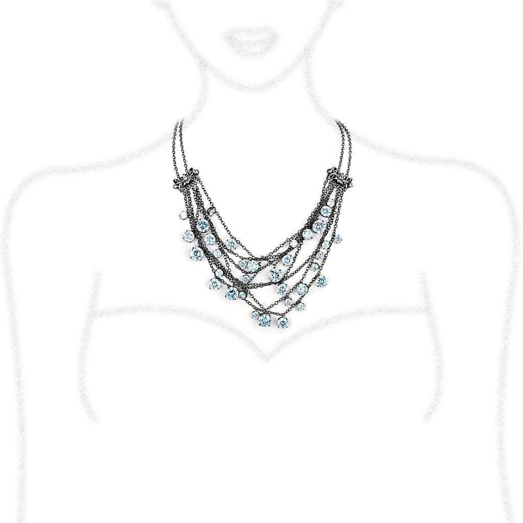 LO4217 - TIN Cobalt Black Brass Necklace with AAA Grade CZ in Clear - Alamode - Flyclothing LLC