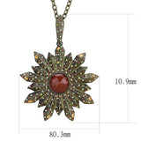 LO4219 - Antique Copper Brass Necklace with Synthetic Onyx in Red Series - Alamode