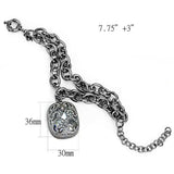 LO4222 - TIN Cobalt Black Brass Bracelet with AAA Grade CZ in Clear - Alamode - Flyclothing LLC