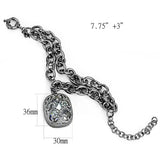 LO4222 - TIN Cobalt Black Brass Bracelet with AAA Grade CZ  in Clear - Alamode