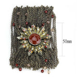 LO4224 - Antique Copper Brass Bracelet with Synthetic Onyx in Garnet - Alamode - Flyclothing LLC