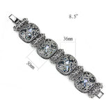 LO4225 - TIN Cobalt Black Brass Bracelet with AAA Grade CZ  in Clear - Alamode