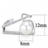 LO4245 - Rhodium Brass Ring with Synthetic Pearl in White - Alamode - Flyclothing LLC