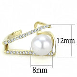 LO4246 - Flash Gold Brass Ring with Synthetic Pearl in White - Alamode - Flyclothing LLC