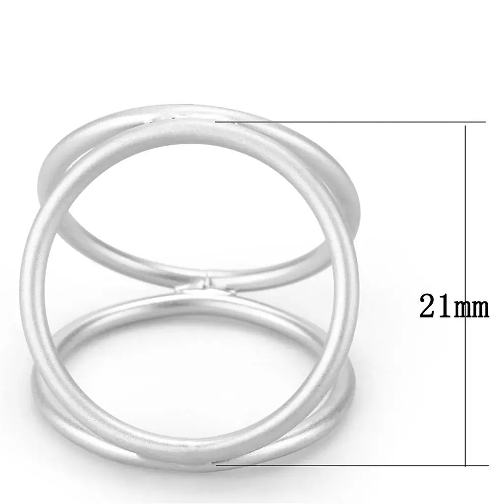LO4249 - Matte Rhodium Brass Ring with No Stone - Alamode - Flyclothing LLC