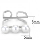 LO4253 - Rhodium Brass Ring with Synthetic Pearl in White - Alamode