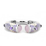 LO4268 - Rhodium Brass Bangle with Synthetic  in Rose - Alamode