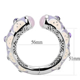 LO4268 - Rhodium Brass Bangle with Synthetic in Rose - Alamode - Flyclothing LLC