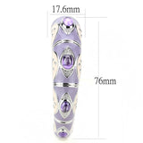 LO4268 - Rhodium Brass Bangle with Synthetic  in Rose