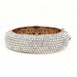 LO4269 - Rose Gold+e-coating Brass Bangle with Top Grade Crystal  in Clear - Alamode