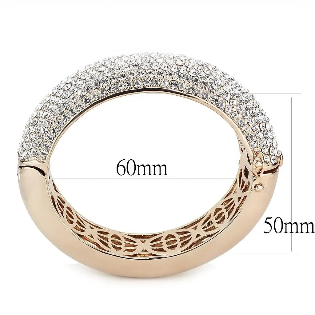 LO4269 - Rose Gold+e-coating Brass Bangle with Top Grade Crystal in Clear - Alamode - Flyclothing LLC