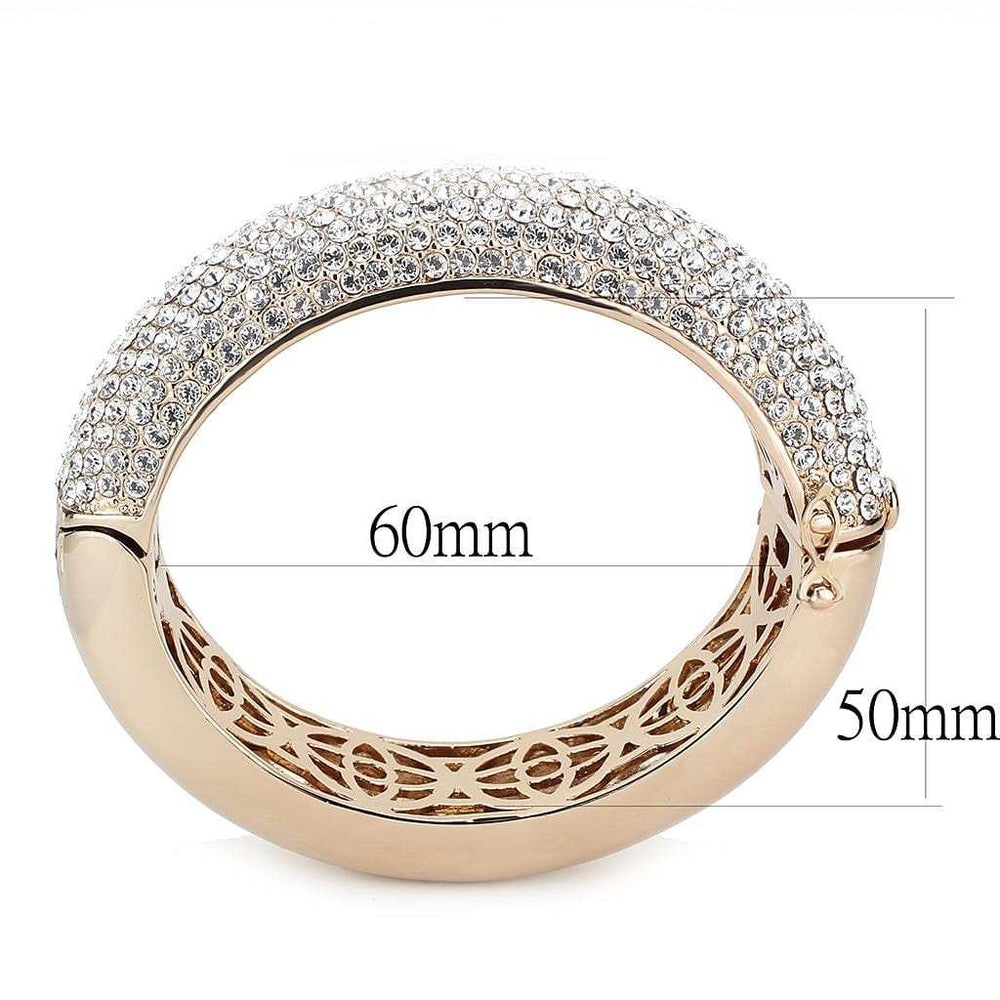 LO4269 - Rose Gold+e-coating Brass Bangle with Top Grade Crystal in Clear - Alamode - Flyclothing LLC