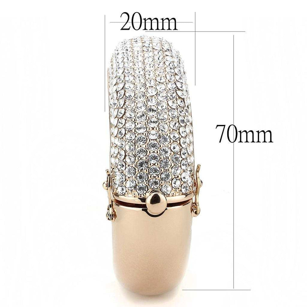 LO4269 - Rose Gold+e-coating Brass Bangle with Top Grade Crystal in Clear - Alamode - Flyclothing LLC