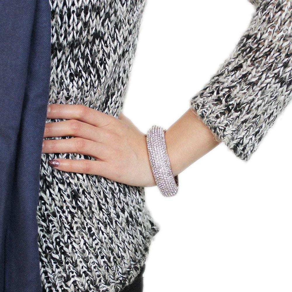 LO4269 - Rose Gold+e-coating Brass Bangle with Top Grade Crystal in Clear - Alamode - Flyclothing LLC