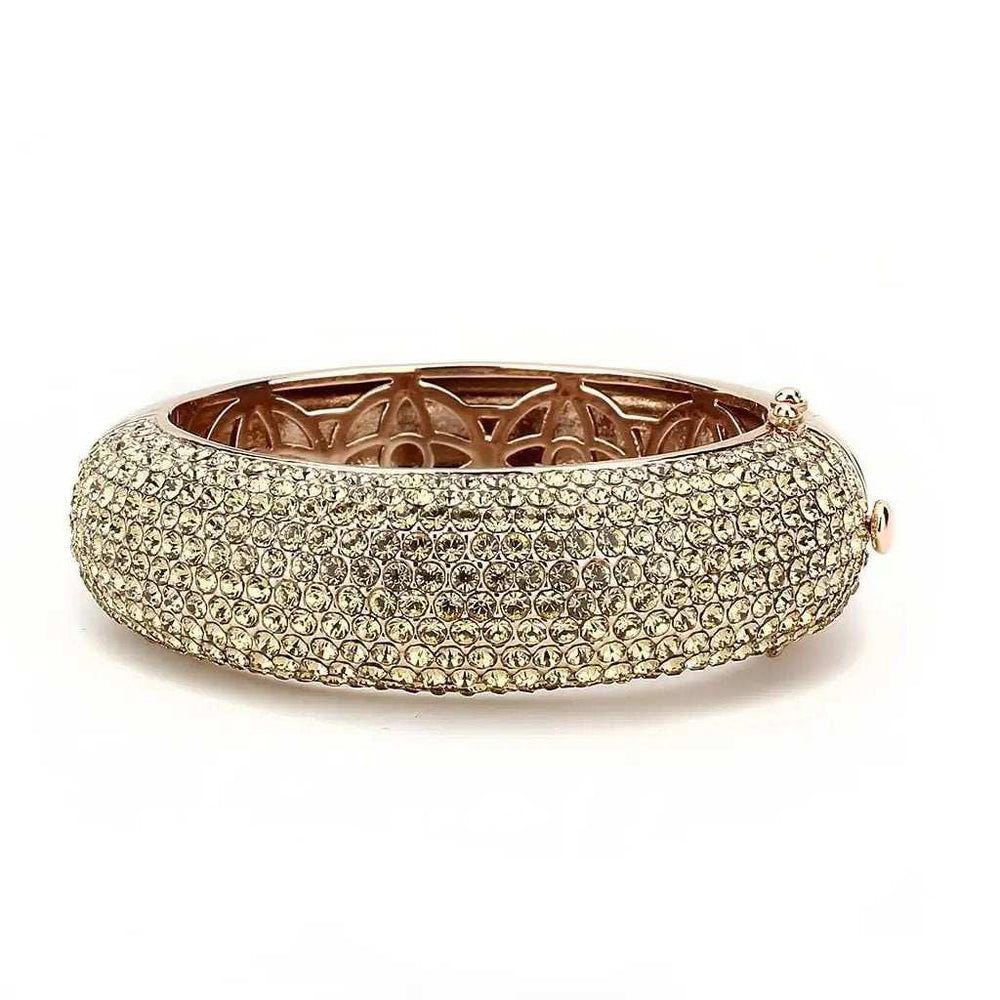 LO4270 - Rose Gold+e-coating Brass Bangle with Top Grade Crystal in Citrine Yellow - Alamode - Flyclothing LLC