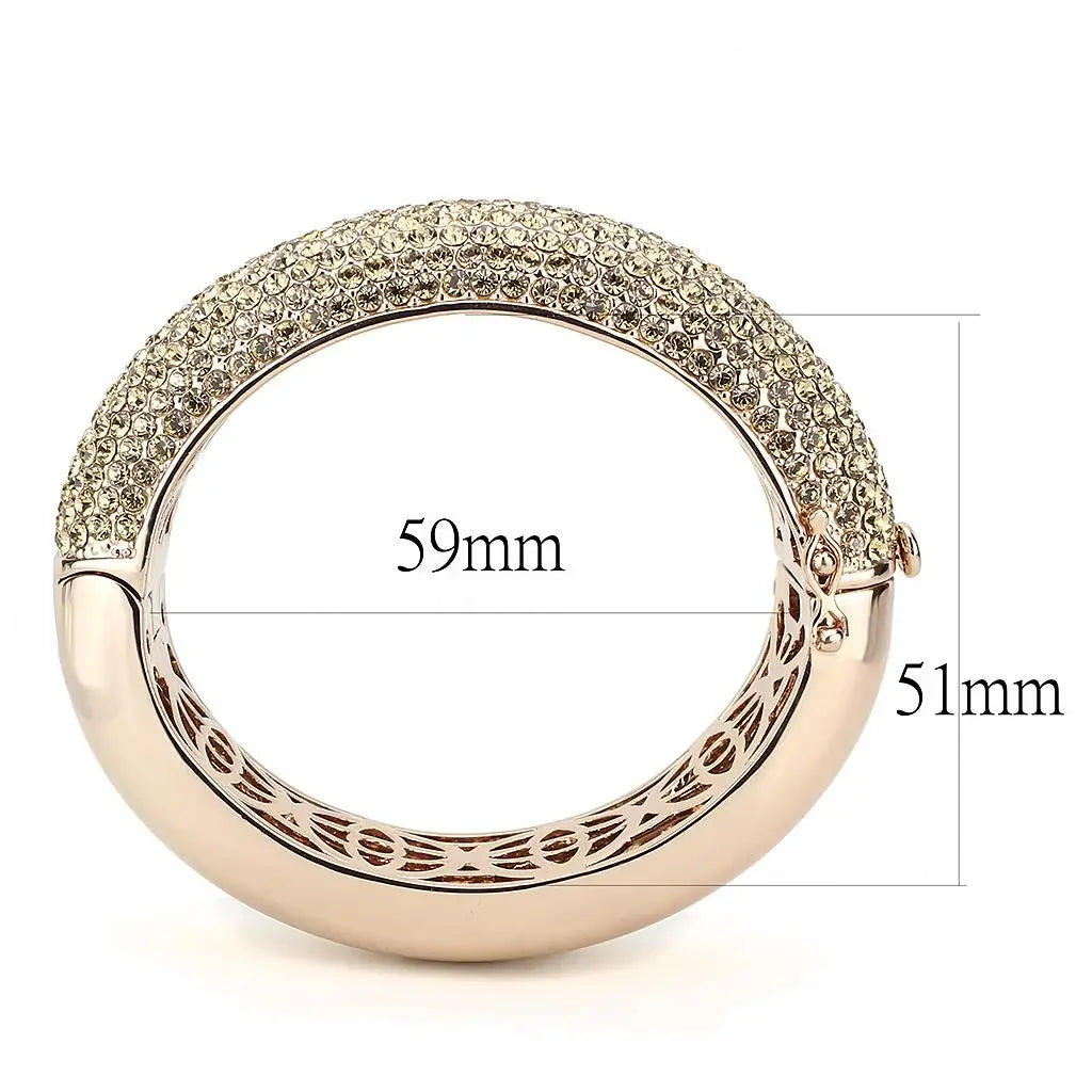 LO4270 - Rose Gold+e-coating Brass Bangle with Top Grade Crystal in Citrine Yellow - Alamode - Flyclothing LLC