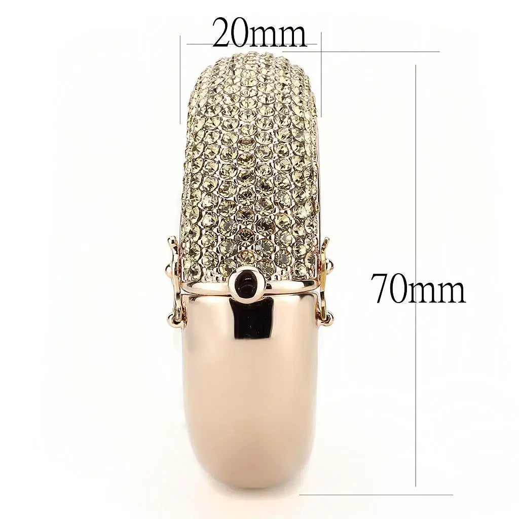 LO4270 - Rose Gold+e-coating Brass Bangle with Top Grade Crystal in Citrine Yellow - Alamode - Flyclothing LLC