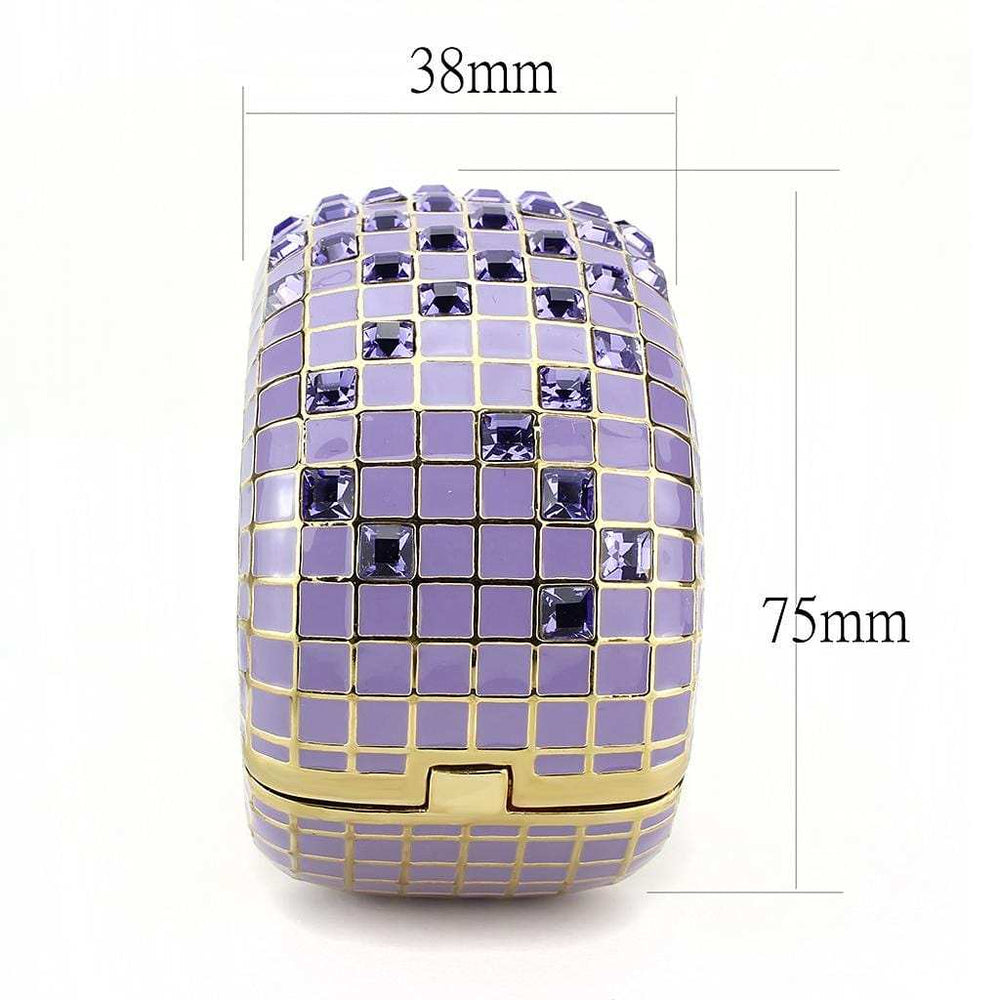 LO4271 - Gold Brass Bangle with Top Grade Crystal in Tanzanite - Alamode - Flyclothing LLC