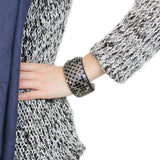 LO4272 - Rhodium Brass Bangle with Top Grade Crystal in Black Diamond - Alamode - Flyclothing LLC