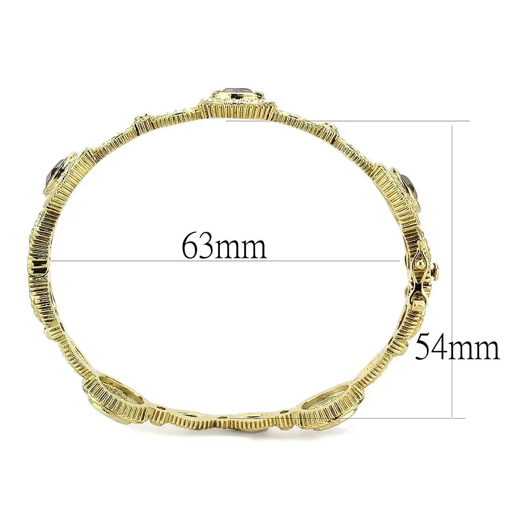 LO4273 - Gold Brass Bangle with Synthetic in Light Amethyst - Alamode - Flyclothing LLC