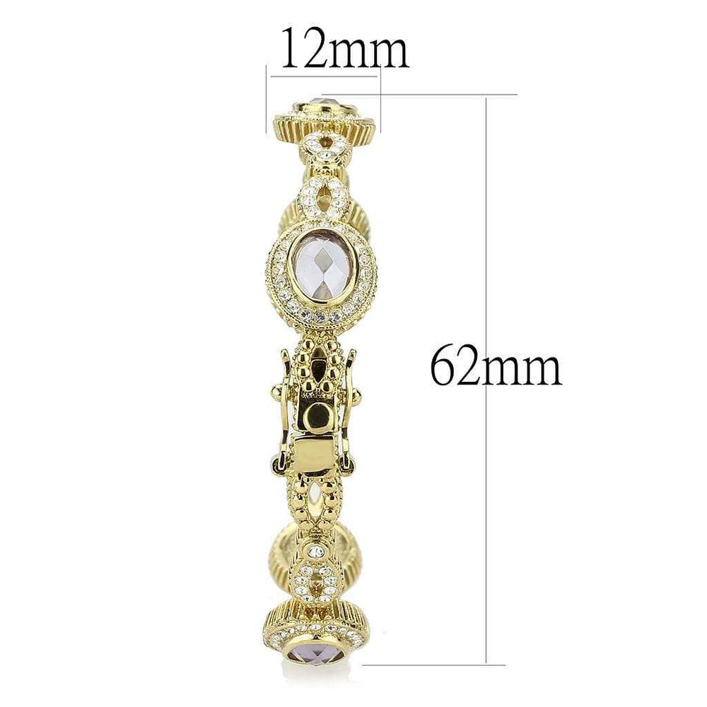 LO4273 - Gold Brass Bangle with Synthetic in Light Amethyst - Alamode - Flyclothing LLC