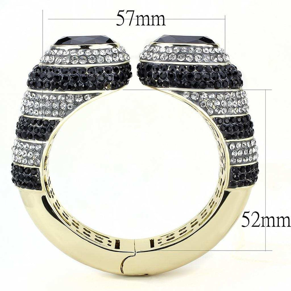 LO4274 - Gold Brass Bangle with Synthetic in Jet - Alamode - Flyclothing LLC