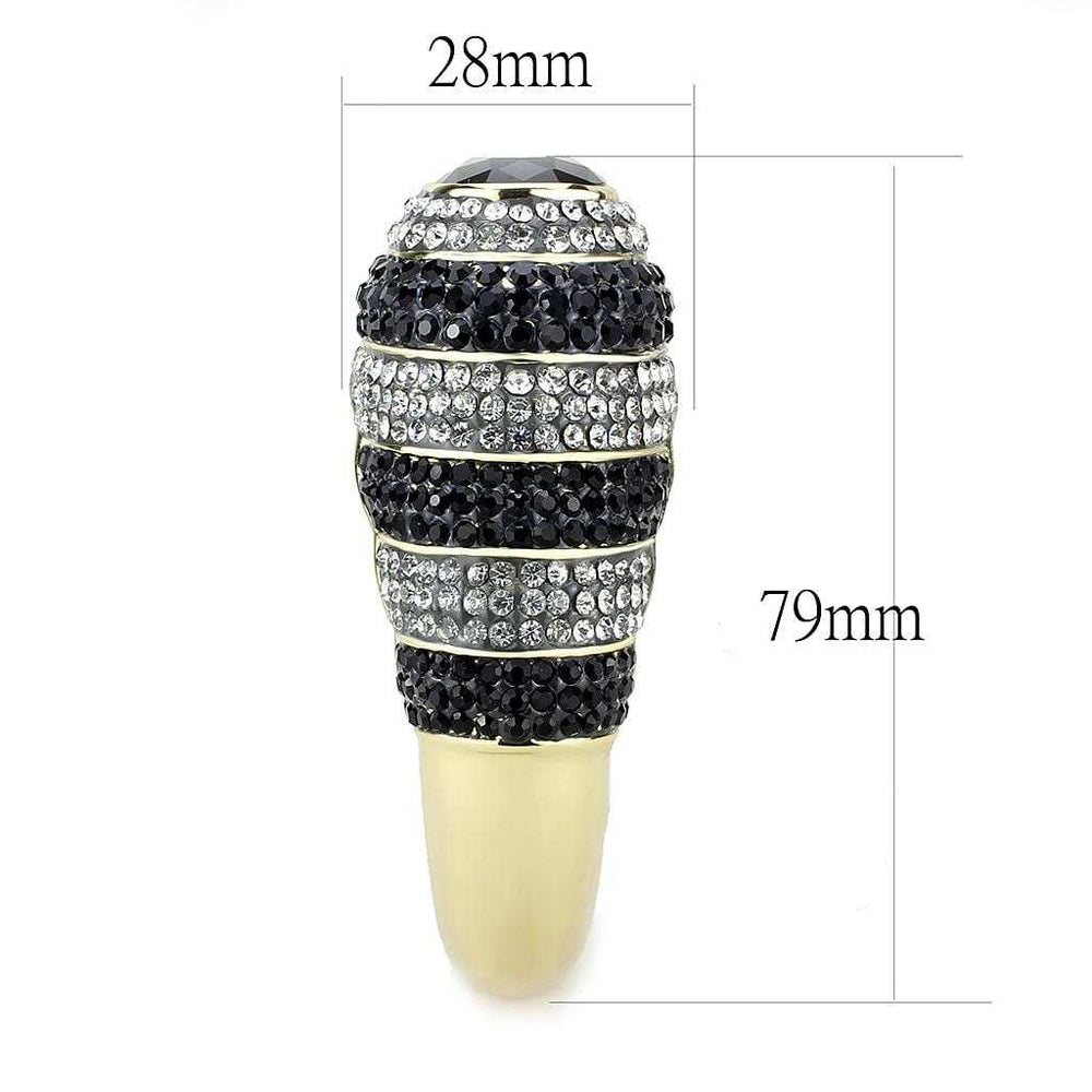 LO4274 - Gold Brass Bangle with Synthetic in Jet - Alamode - Flyclothing LLC