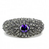 LO4275 - TIN Cobalt Black Brass Bangle with AAA Grade CZ  in Tanzanite - Alamode