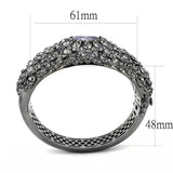 LO4275 - TIN Cobalt Black Brass Bangle with AAA Grade CZ in Tanzanite - Alamode - Flyclothing LLC