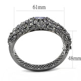 LO4275 - TIN Cobalt Black Brass Bangle with AAA Grade CZ  in Tanzanite - Alamode