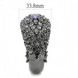 LO4275 - TIN Cobalt Black Brass Bangle with AAA Grade CZ in Tanzanite - Alamode - Flyclothing LLC