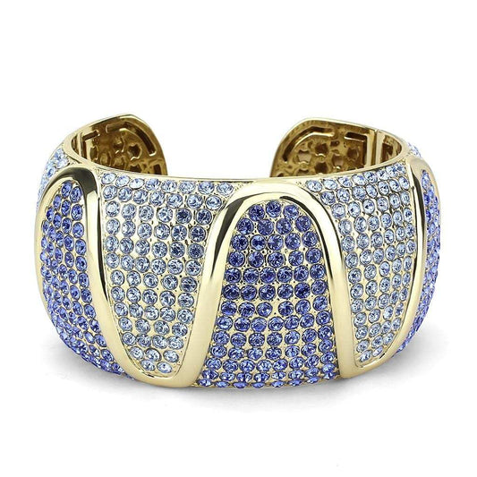 LO4276 - Gold Brass Bangle with Top Grade Crystal in Multi Color - Alamode - Flyclothing LLC