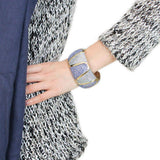 LO4276 - Gold Brass Bangle with Top Grade Crystal in Multi Color - Alamode - Flyclothing LLC